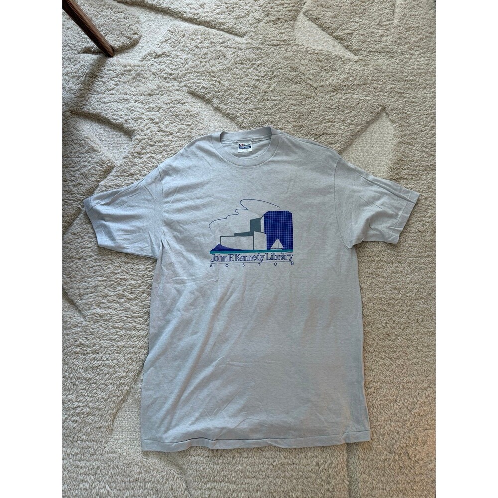 Vintage 1985 John F Kennedy Library Boston T Shirt Hanes Single Stitch